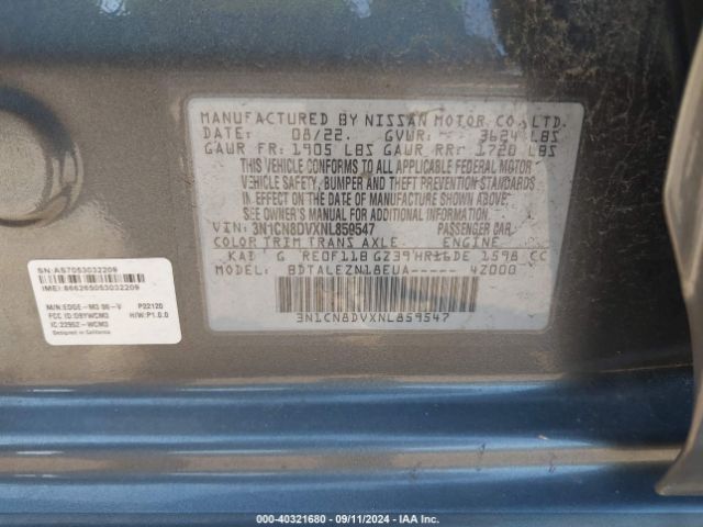 3N1CN8DVXNL859547 Nissan Versa 1.6 S Xtronic Cvt