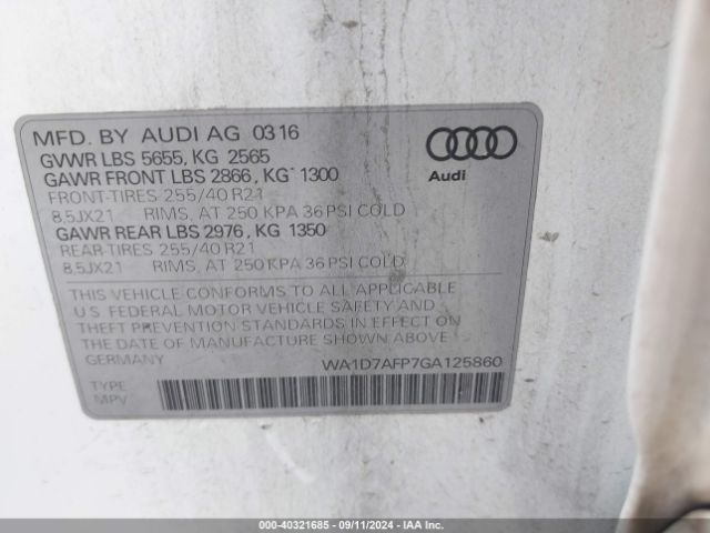 WA1D7AFP7GA125860 Audi Q5 3.0t Premium Plus