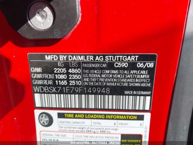 2009 MERCEDES-BENZ SL 550 WDBSK71F79F149948 Photo 8