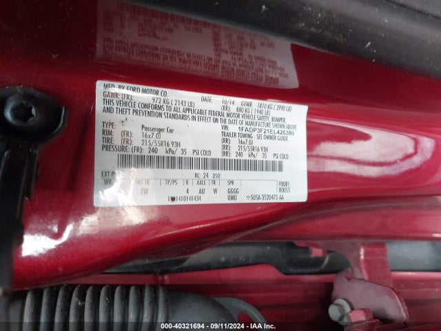 Ford FOCUS SE 2014 1FADP3F21EL426380 Image 9