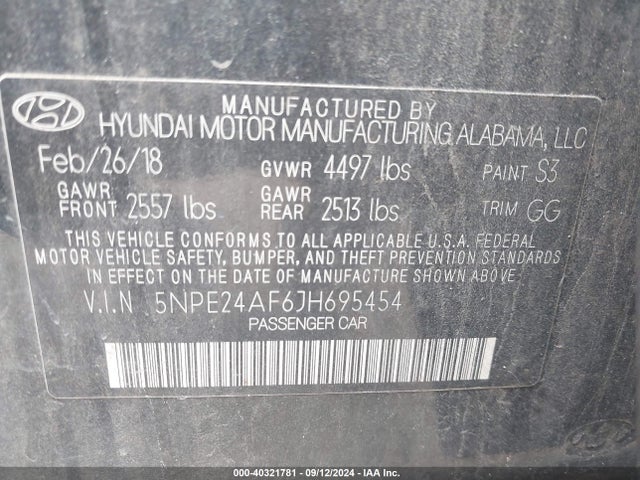 Hyundai SONATA SE 2018 5NPE24AF6JH695454 Image 9
