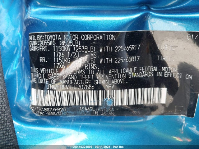 Toyota RAV4 LE 2017 JTMZFREV1HJ707886 Image 9