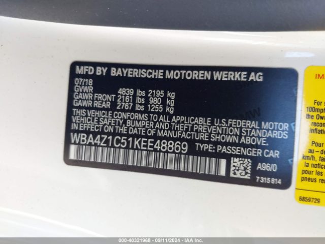 WBA4Z1C51KEE48869 BMW 430I