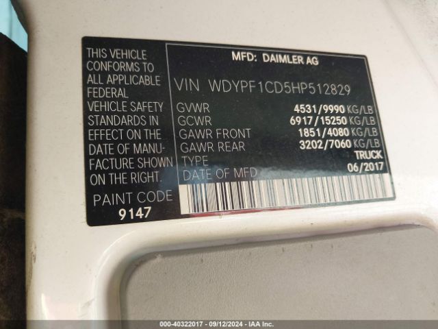 WDYPF1CD5HP512829 Freightliner Sprinter 3500 High Roof V6