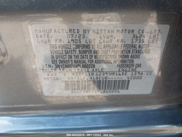 3N1CN8EV4PL860226 Nissan Versa 1.6 Sv Xtronic Cvt