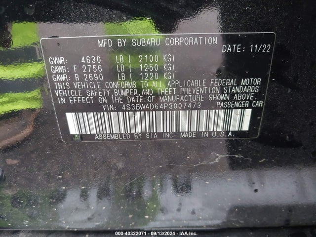 4S3BWAD64P3007473 Subaru Legacy Premium