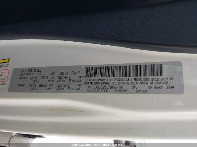 1C4BJWEGXFL710349 Jeep Wrangler Unlimited Sahara