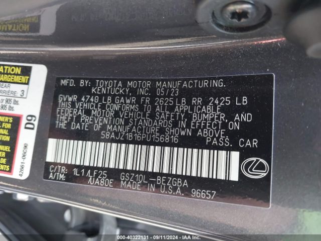 58AJZ1B16PU156816 Lexus Es 350 F Sport Handling