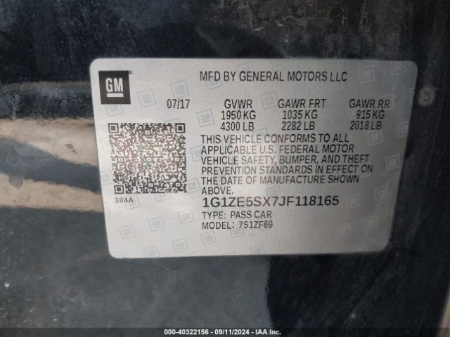 1G1ZE5SX7JF118165 Chevrolet Malibu Premier