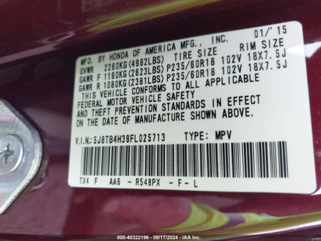 5J8TB4H39FL025713 Acura RDX