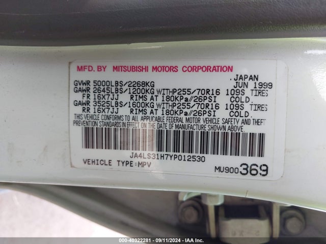 2000 MITSUBISHI MONTERO SPORT JA4LS31H7YP012530 Photo 8