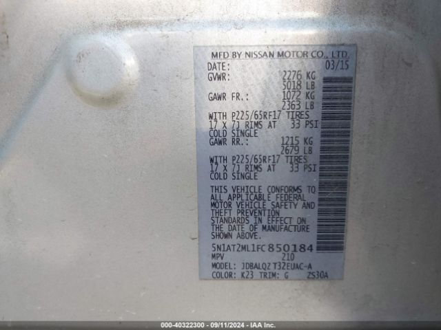5N1AT2ML1FC850184 Nissan ROGUE SV