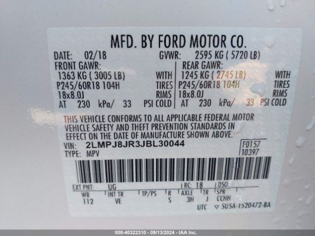 2LMPJ8JR3JBL30044 Lincoln Mkx Premiere