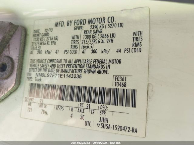 NM0LS7F7IE1143235 Ford Transit Connect Xlt