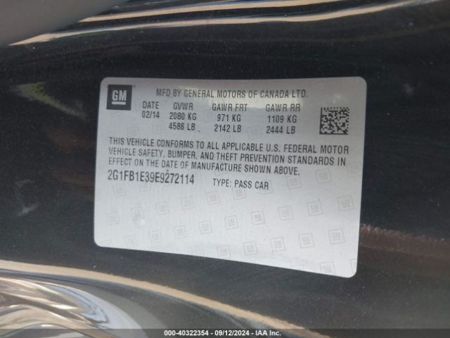 2G1FB1E39E9272114 Chevrolet Camaro 1lt