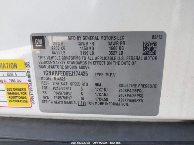 1GNKRFED6EJ174435 Chevrolet Traverse Ls