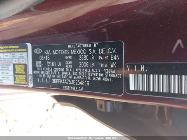 3KPFK4A75JE254819 KIA FORTE LX