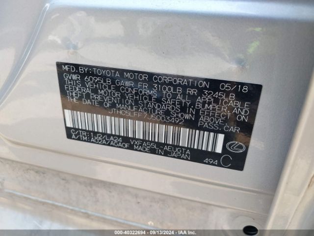 JTHC5LFF7J5003492 Lexus Ls 500