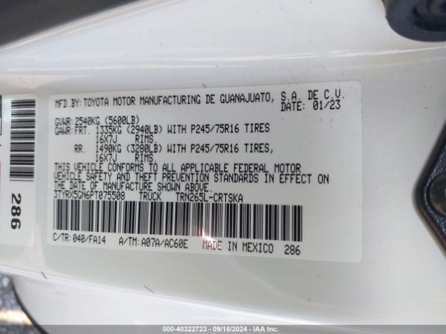 3TYRX5GN6PT075508 Toyota Tacoma Sr