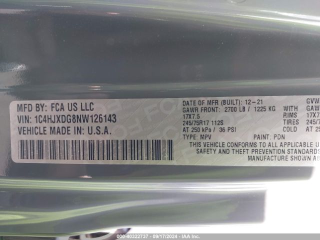1C4HJXDG8NW126143 Jeep Wrangler Unlimited Sport 4x4