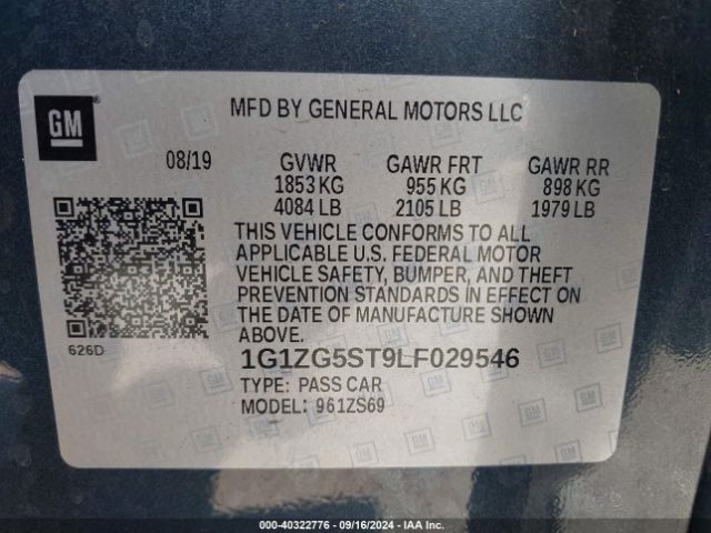 1G1ZG5ST9LF029546 Chevrolet Malibu Fwd Rs