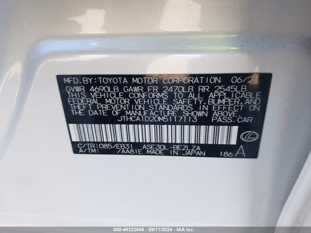 Lexus IS 300 2021 JTHCA1D20M5117113 Image 9