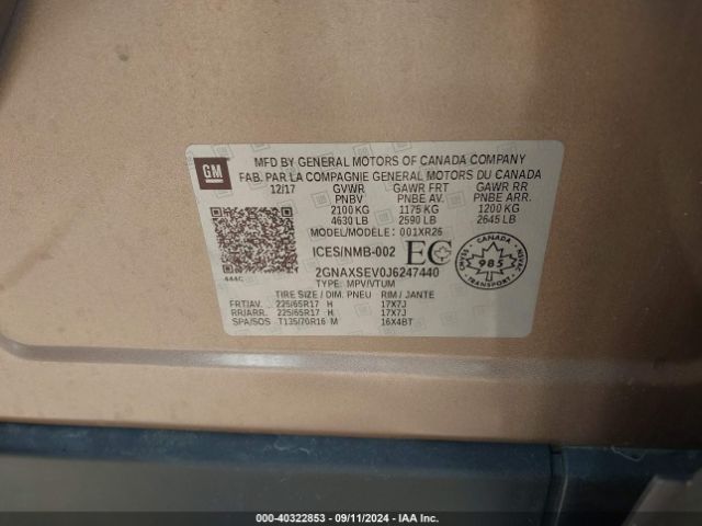 2GNAXSEV0J6247440 Chevrolet EQUINOX LT