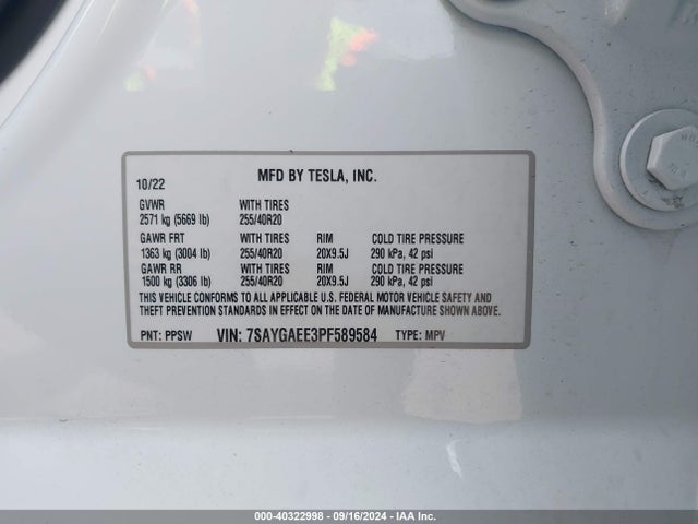 2023 TESLA MODEL Y 7SAYGAEE3PF589584 Photo 8