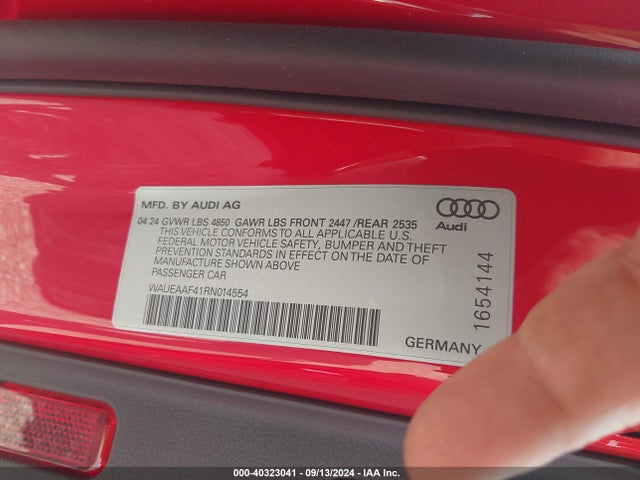 WAUEAAF41RN014554 Audi A4 Premium Plus 45 Tfsi S Line Quattro S Tronic