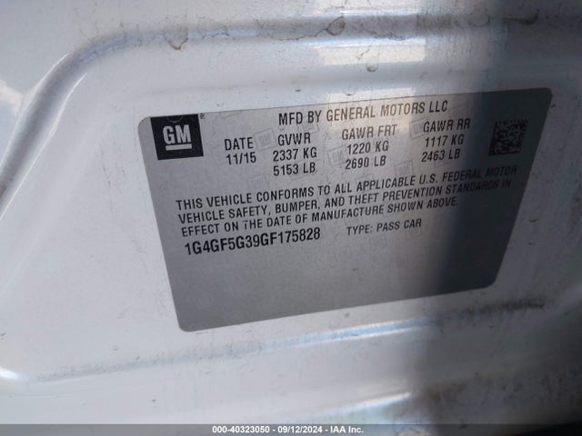 1G4GF5G39GF175828 Buick Lacrosse Premium Ii
