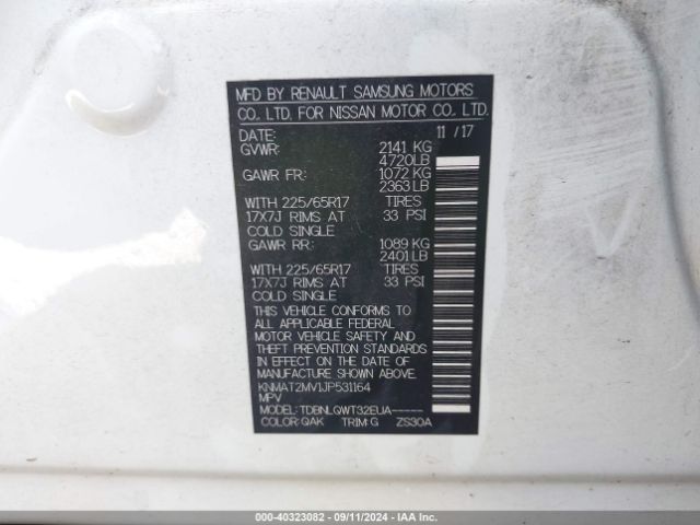 KNMAT2MV1JP531164 Nissan ROGUE SV
