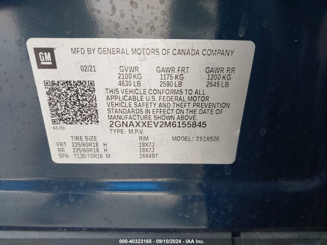 Chevrolet Equinox Awd Premier 2021 2GNAXXEV2M6155845 Image 9