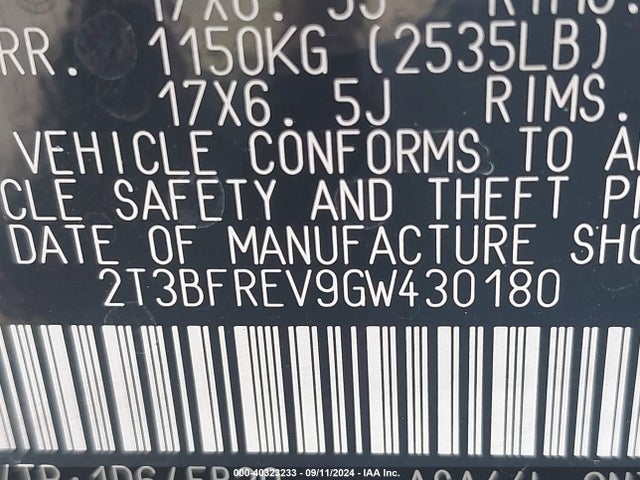 Toyota RAV4 LE 2016 2T3BFREV9GW430180 Image 9