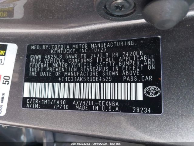 4T1C31AK5RU064529 Toyota Camry Hybrid Le