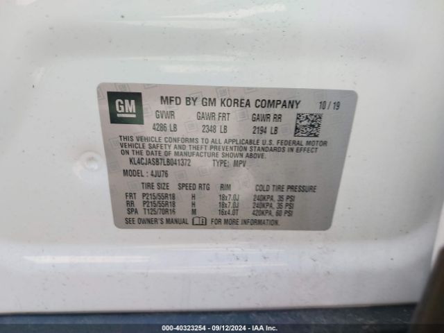 KL4CJASB7LB041372 Buick Encore Fwd Preferred