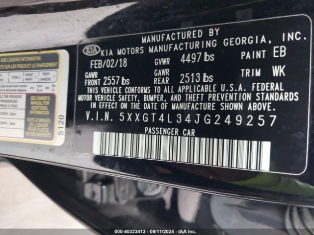 5XXGT4L34JG249257 KIA Optima Lx