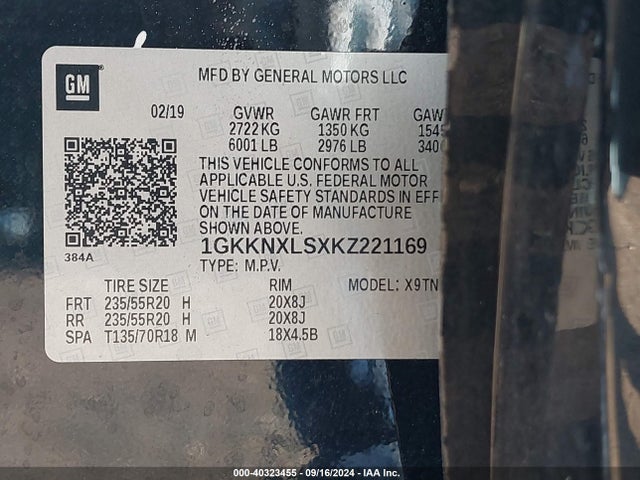 1GKKNXLSXKZ221169 GMC Acadia Denali