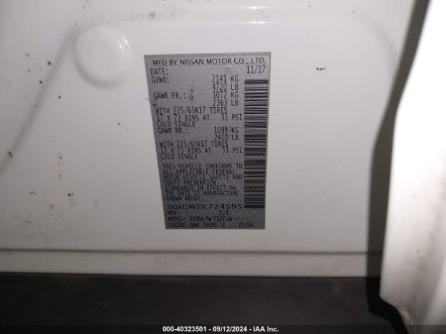 5N1AT2MV3JC724595 Nissan ROGUE S