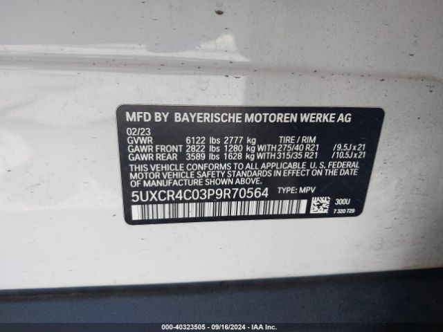 5UXCR4C03P9R70564 BMW X5 Sdrive40i