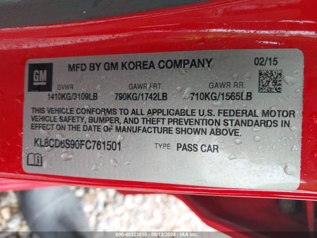 Chevrolet Spark 1lt Cvt 2015 KL8CD6S90FC761501 Image 9