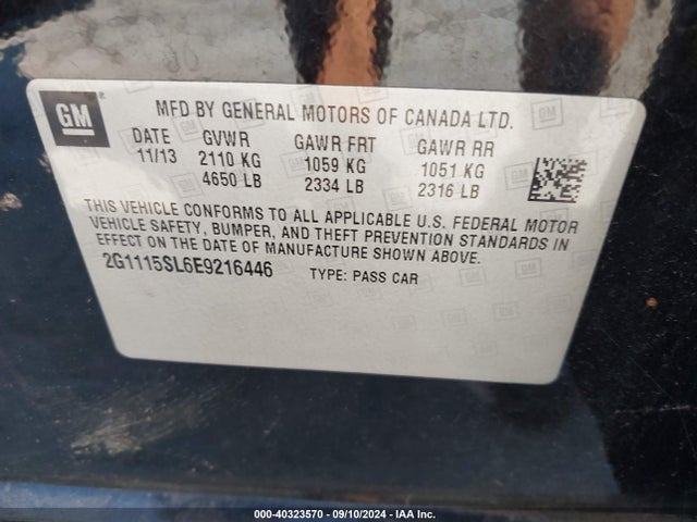 Chevrolet IMPALA 1LT 2014 2G1115SL6E9216446 Image 9