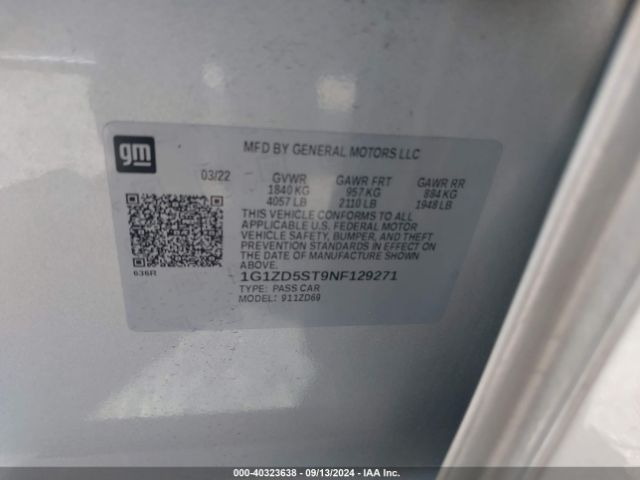 1G1ZD5ST9NF129271 Chevrolet Malibu Fwd Lt