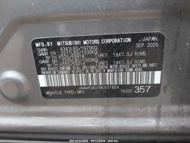 JA4APUAU1MU001854 Mitsubishi Outlander Sport 2.0 Es 2wd