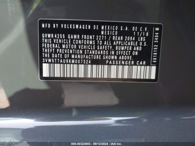 3VW5T7AU9KM007324 Volkswagen Golf Gti 2.0t Autobahn/2.0t Rabbit Edition/2.0t S/2.0t Se