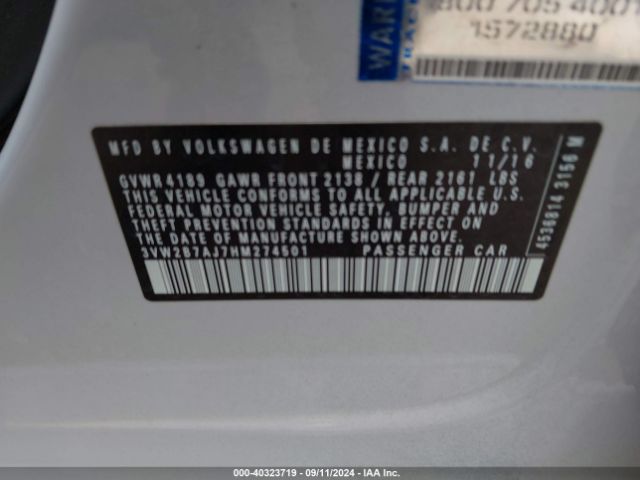 3VW2B7AJ7HM274501 Volkswagen Jetta 1.4t S