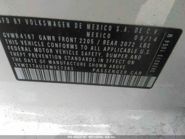 3VW217AU2FM027283 Volkswagen Golf Tsi Se 4-door