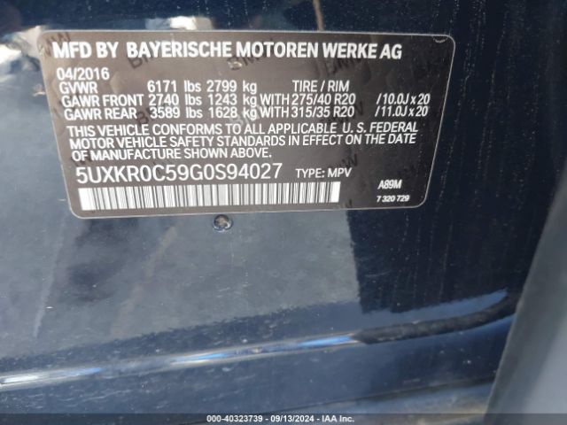 5UXKR0C59G0S94027 BMW X5 Xdrive35i