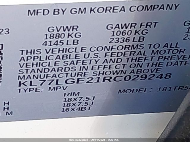 KL77LGE21RC029248 Chevrolet Trax Fwd 1rs