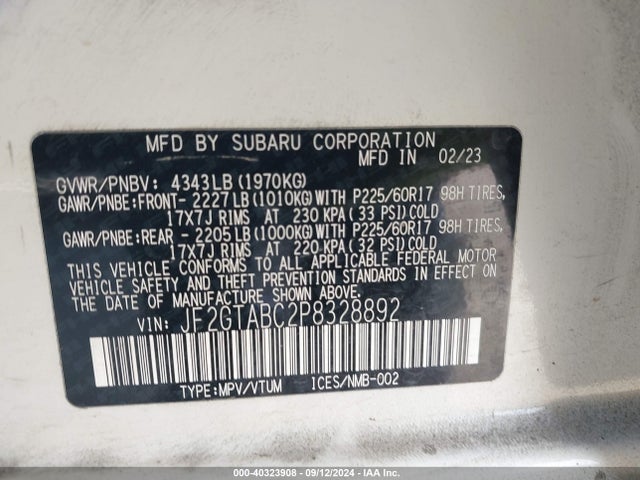 JF2GTABC2P8328892 Subaru Crosstrek