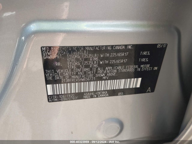 Toyota RAV4 LE 2017 2T3BFREV5HW656721 Image 9
